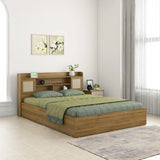 Diago King Bed with Box Storage in Natural Teak Color