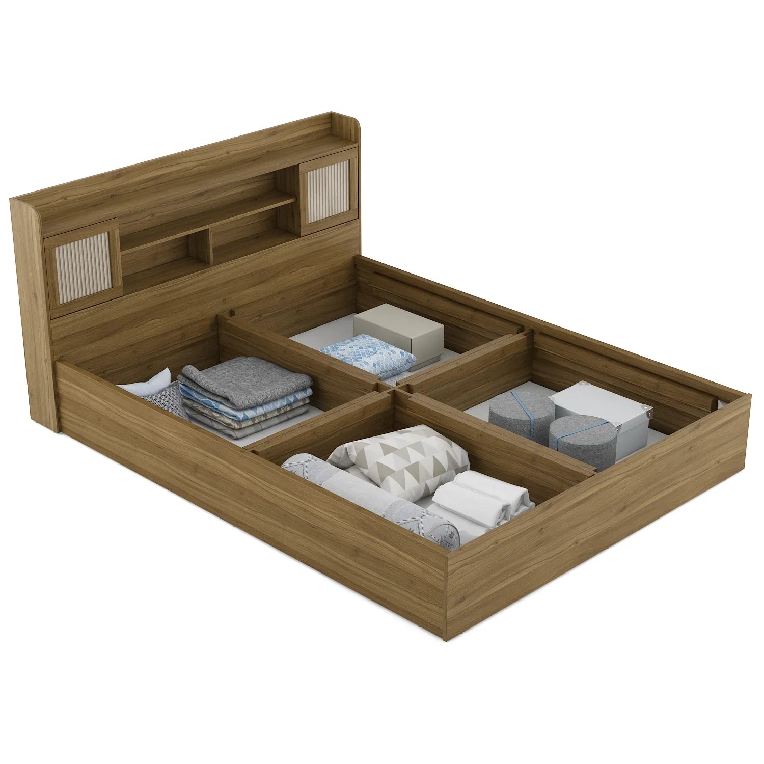 Diago King Bed With Box Storage In Natural Teak Color - HomeTown
