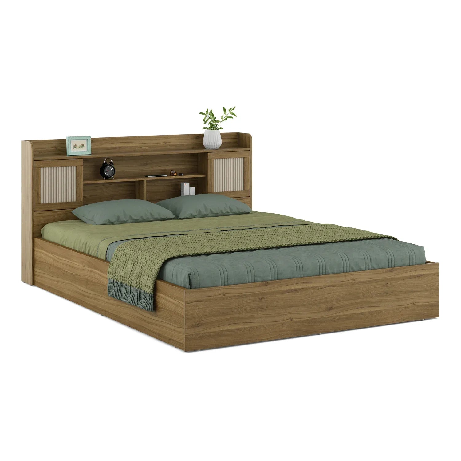 Diago King Bed With Box Storage In Natural Teak Color - HomeTown