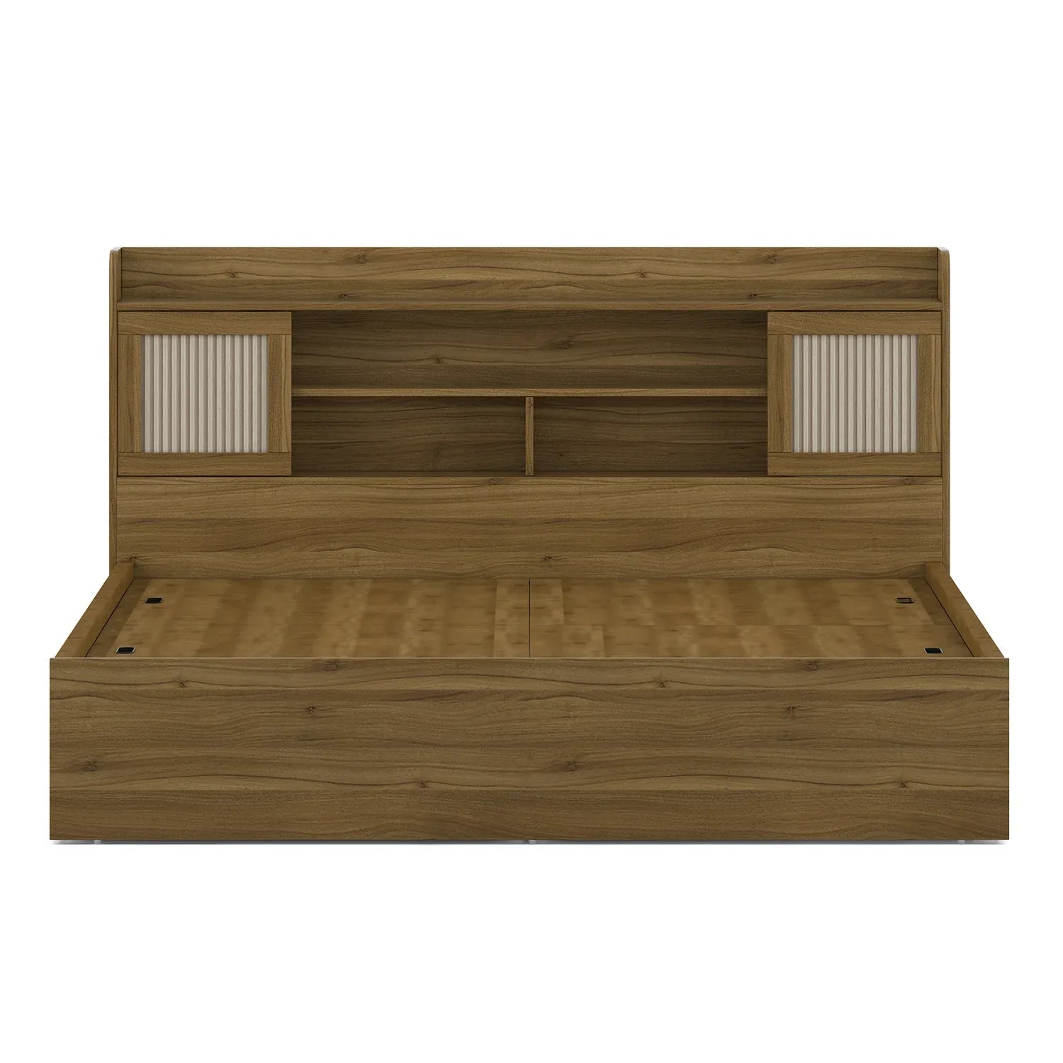 Diago Queen Bed With Box Storage In Natural Teak Color - HomeTown
