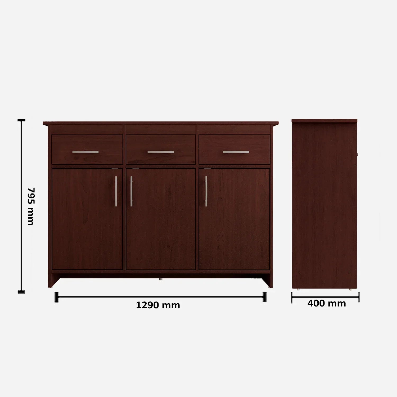 Albert Engineered Wood 3 Door Cabinet in Cherry Brown Colour - HomeTown