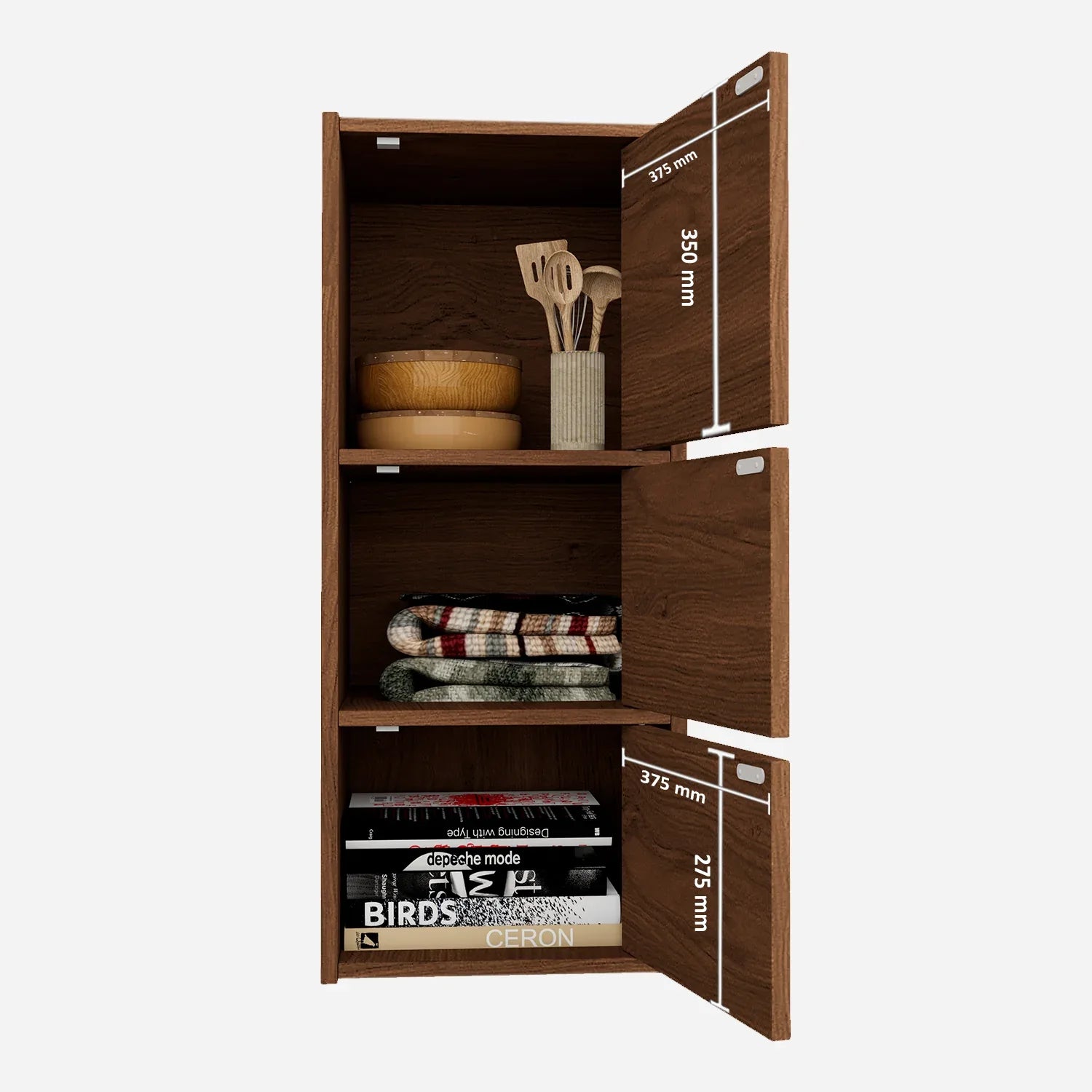 Albert Engineered Wood 3 Tier Cabinet in Oak Colour - HomeTown