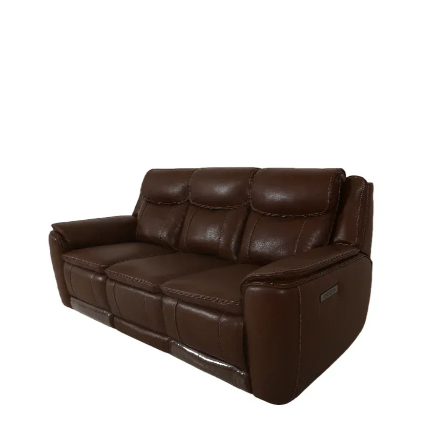 Nuvia Half Leather 3 Seater Triple Electric Zero Gravity Recliner in Grey Colour - HomeTown