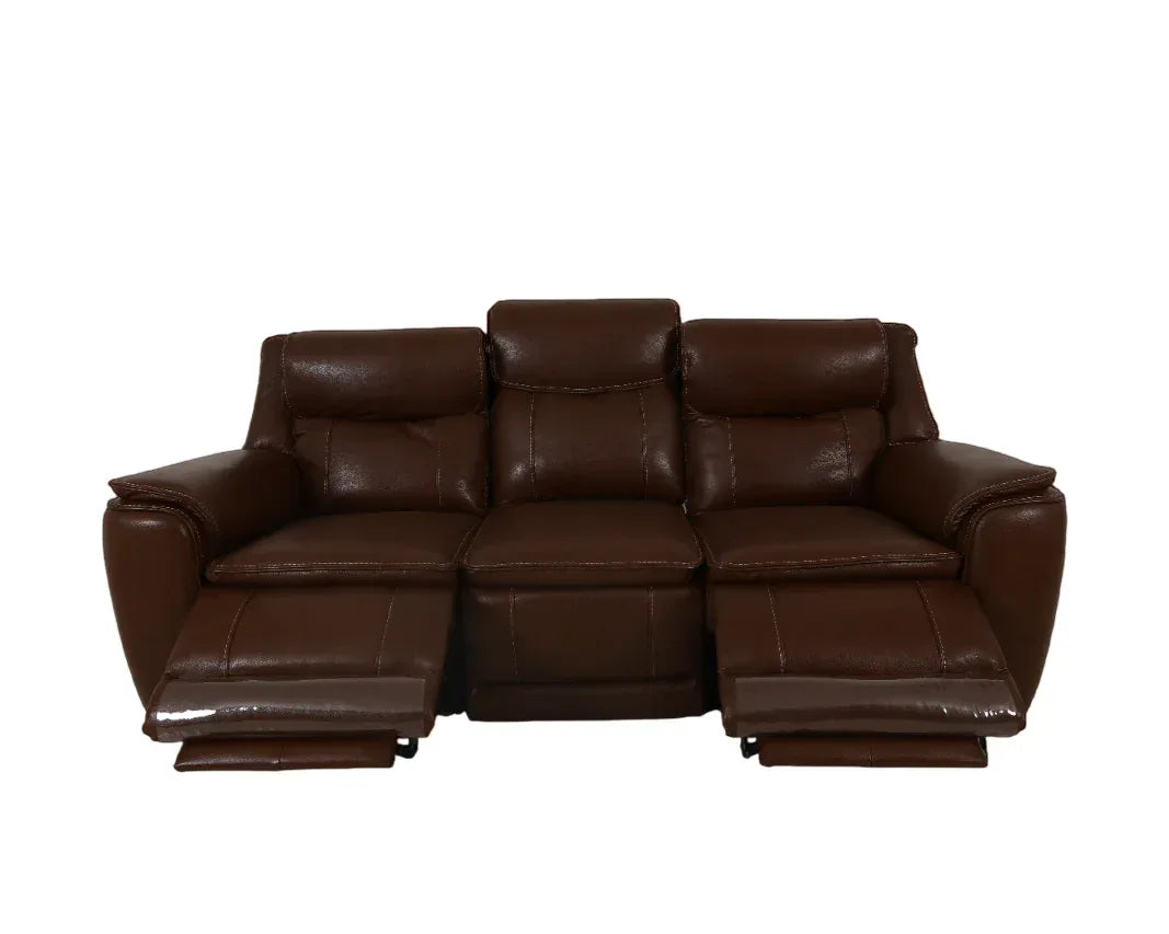 Nuvia Half Leather 3 Seater Triple Electric Zero Gravity Recliner in Grey Colour - HomeTown