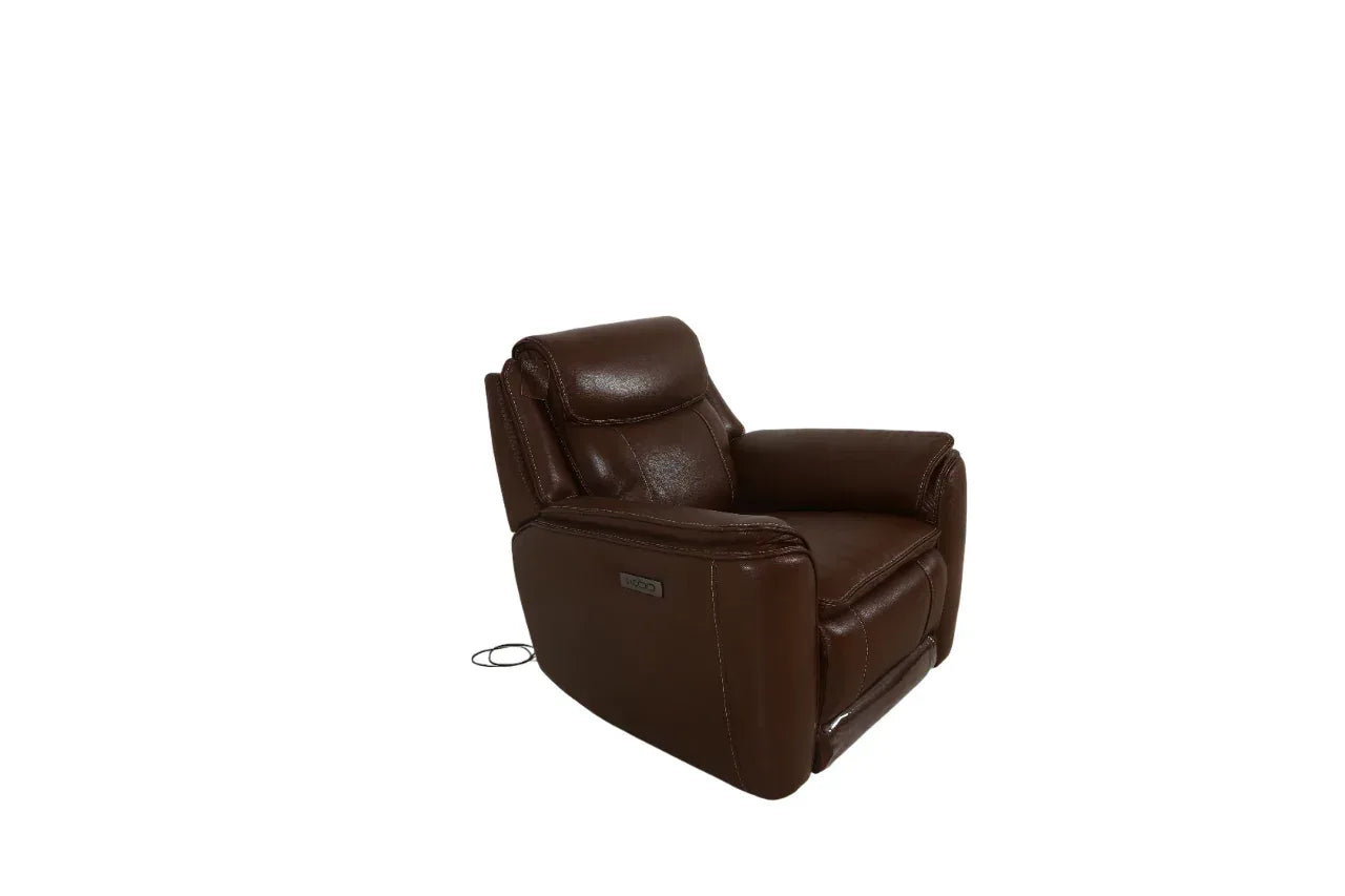 Nuvia Half Leather Single Seater Double Electric Recliner - HomeTown