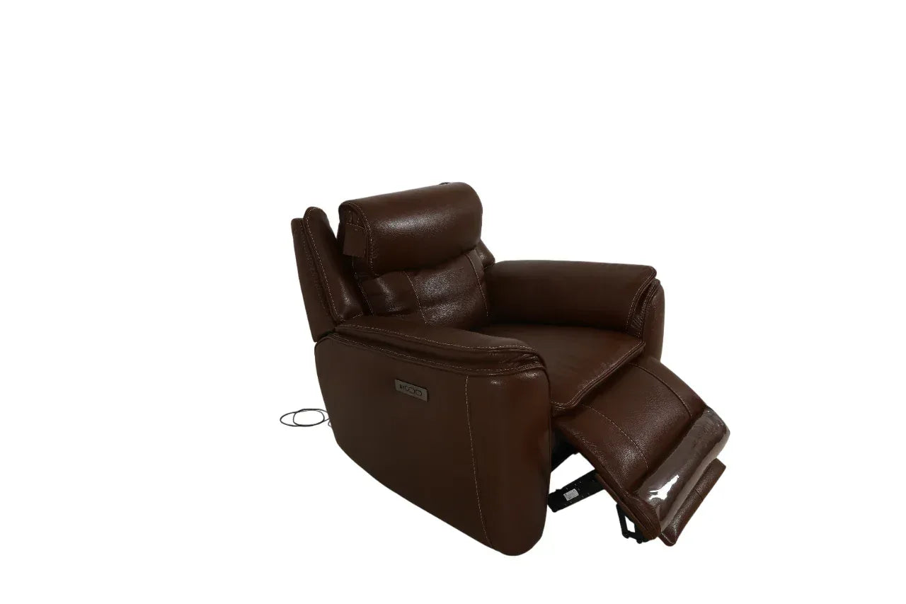 Nuvia Half Leather Single Seater Double Electric Recliner - HomeTown