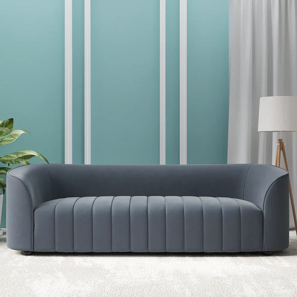 Elise Velvet Fabric Sofa | Dark Grey | 3 Seater dimensions