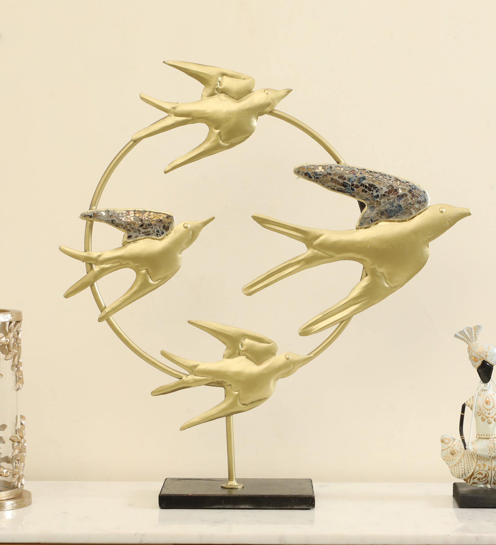 Vedas Shine Flying Bird Metal Table Décor - Elegant Home Decor Showpiece