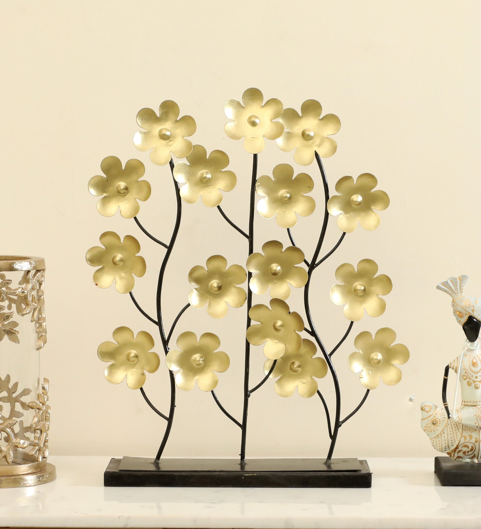 Vedas Liana Flower Metal Table Décor - Floral Home Decor Showpiece