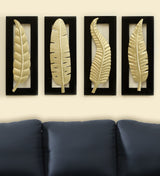 Vedas Vantara Leaf Set of 4 Metal Wall Art Iron Wall Hanging Home Decoration Perfect for Living Room/hotel/restaurant/bedroom/drawing Room Color : Gold and Black Size: 8 X Set of 4