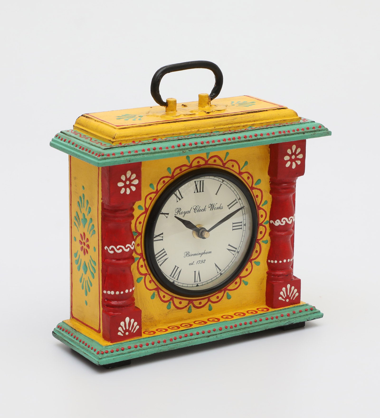 Vedas Kyoto Hand Painted Silent Non Ticking Small Clock Battery Operated, Simply Design, for Bedroon, Bedside, Desk (Battery not Included)