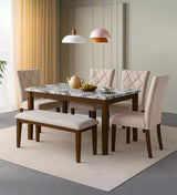 Fablo Marble Top 6 Seater Dining Set with Bench
