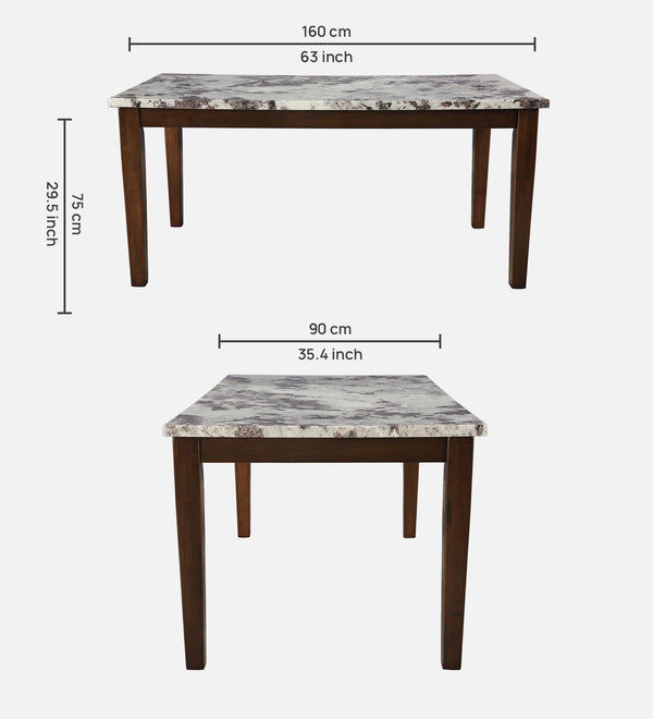 Fablo Marble Top 6 Seater Dining Set with Bench dimensions