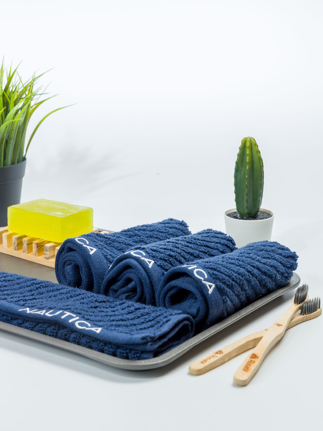 Cross View Bath Linen Fabric Navy