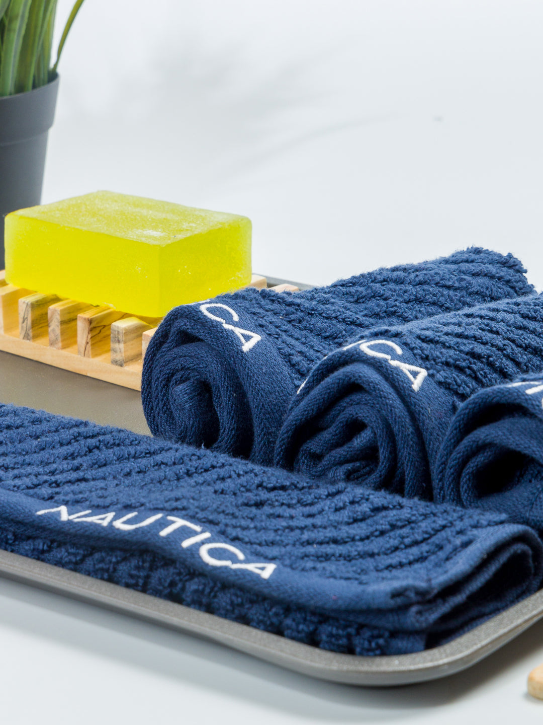 Cross View Bath Linen Fabric Navy