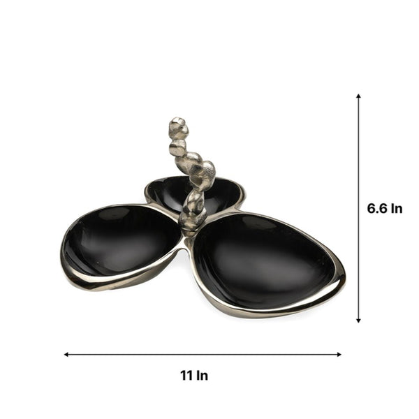 De Massion Stones Servingware Jet Black Enamle - Triple Bowl Platter dimensions
