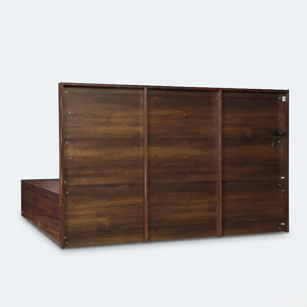 Nova Queen Size Bed with Hydraulic Storage in Wooden Finish