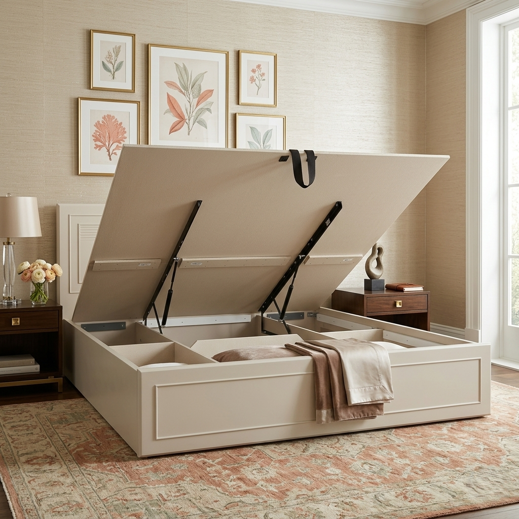 AKIRA QUEEN BED FULL HYD STRG PUMIC GREY