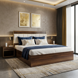 Nova King Size Bed with Hydraulic Storage in Wooden Finish