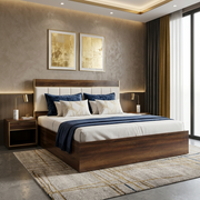 Nova King Size Bed with Hydraulic Storage in Wooden Finish