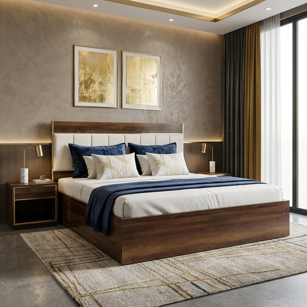 Nova King Size Bed with Hydraulic Storage in Wooden Finish dimensions
