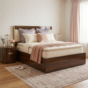 Nova Queen Size Bed with Hydraulic Storage in Wooden Finish
