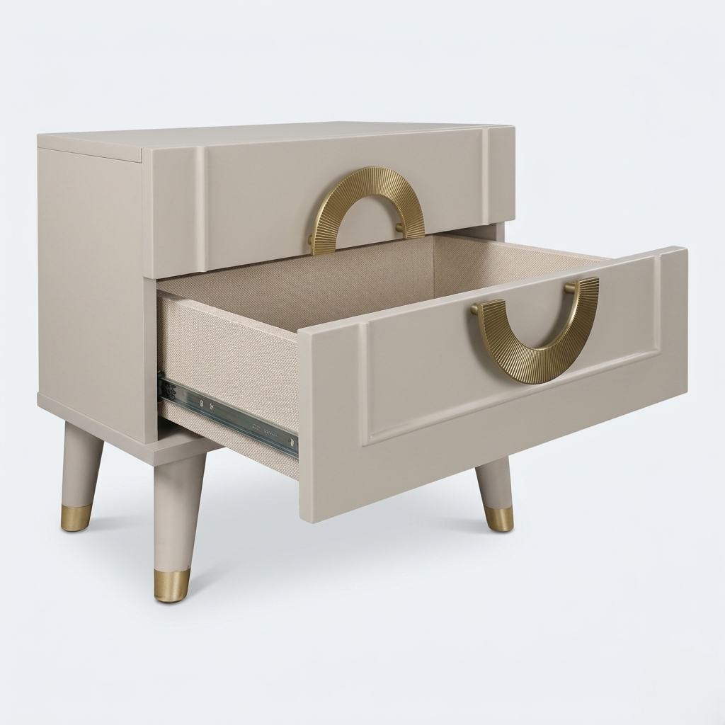 AKIRA BED SIDE TABLE - PUMIC GREY