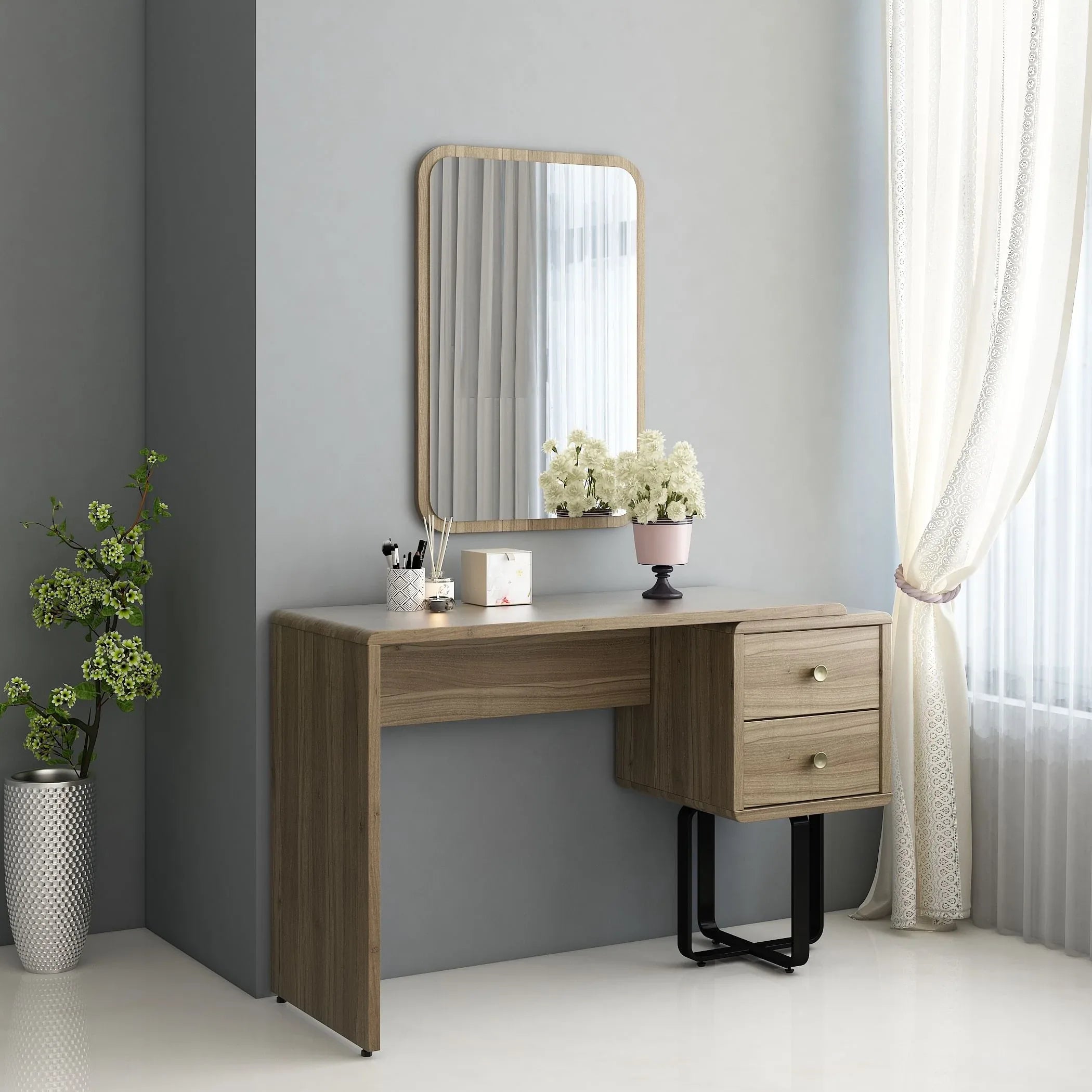 Freya Engineered Wood Dressing Table in Natural Teak Colour - HomeTown