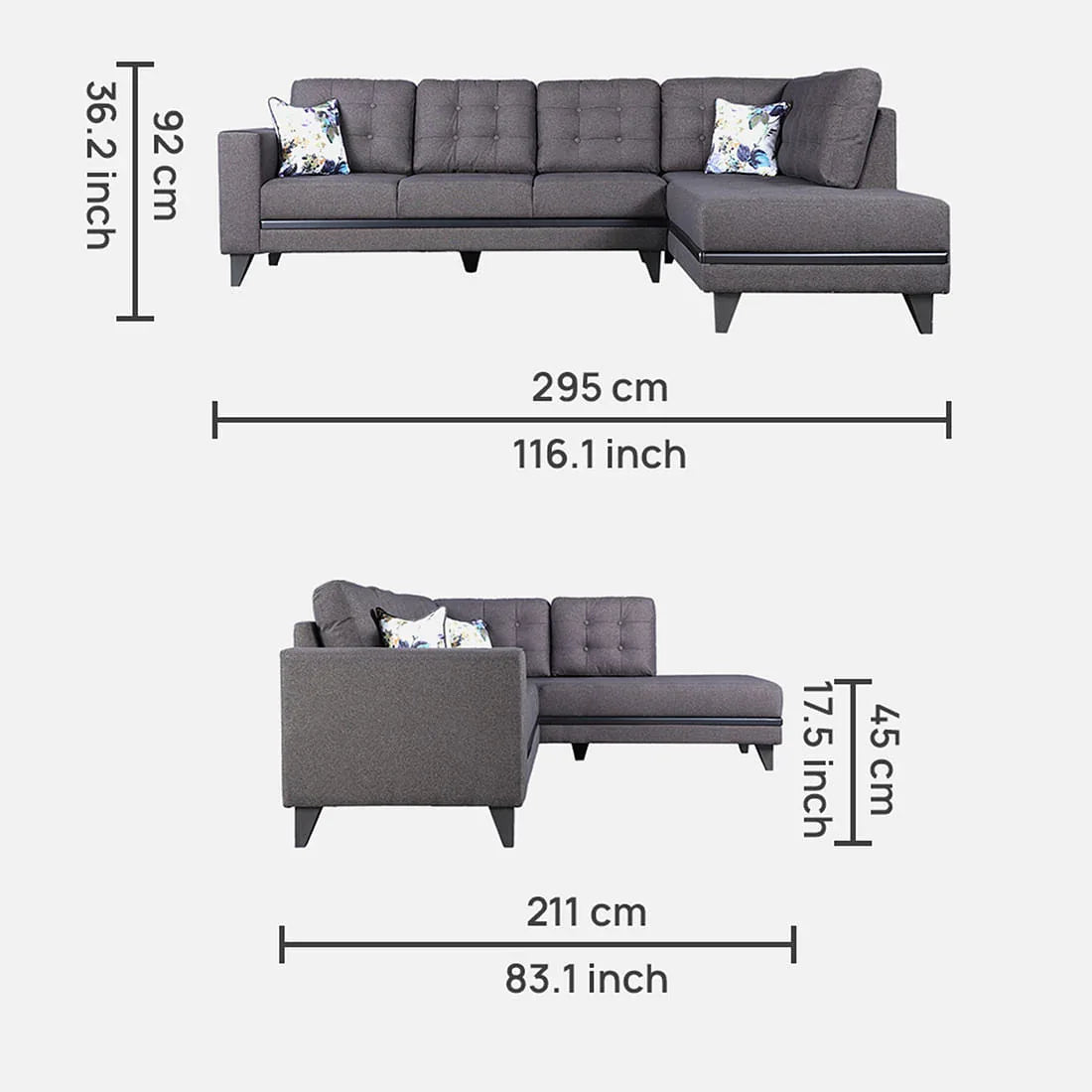 Garcia Fabric 3 Seater Sofa With Left Hand Side Lounger - HomeTown