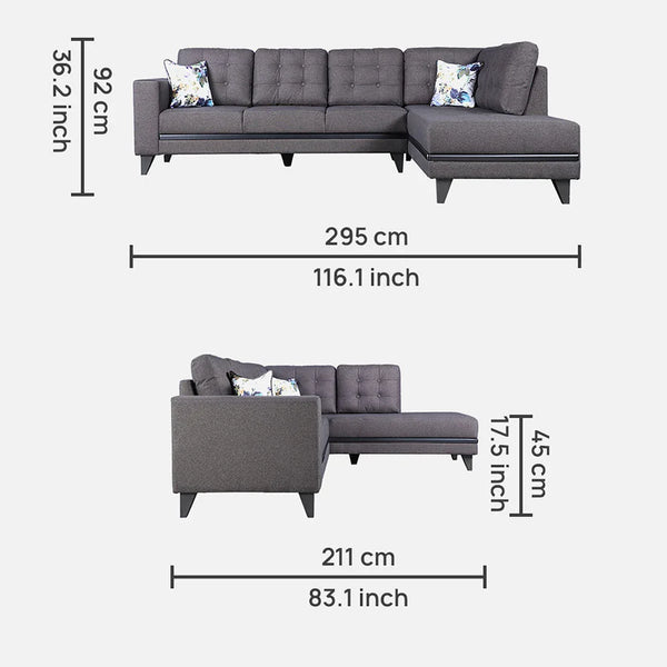 Garcia Fabric Lounger in Dark Brown Colour dimensions