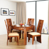 Woodrow Sheesham Wood Rosewood Dining Set in Honey Colour