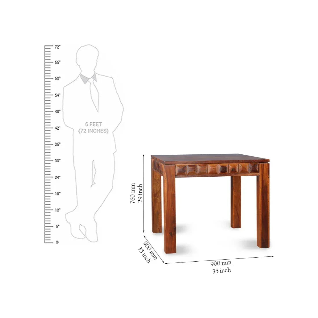 Woodrow Sheesham Wood(Rosewood) Dining Set in Honey Colour - HomeTown