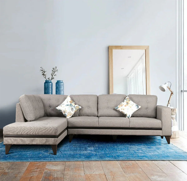 Garcia Fabric 5 Seater Sofa with Right Hand Side Lounger in Grey Colour dimensions
