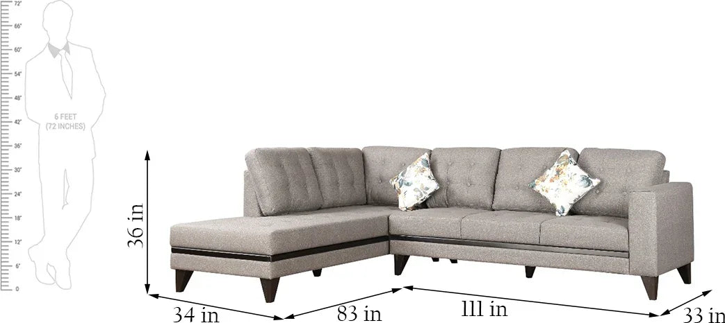 Garcia Fabric 5 Seater Sofa with Right Hand Side Lounger - HomeTown