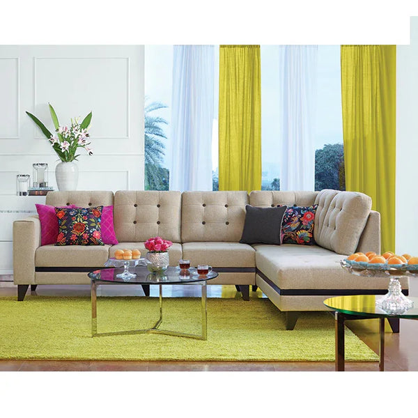 Garcia Fabric 3 Seater Sofa With Left Hand Side Lounger in Brown Colour dimensions