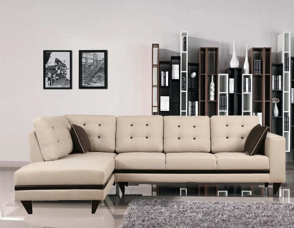Garcia Fabric 5 Seater Sofa with Right Hand Side Lounger in Beige Colour dimensions