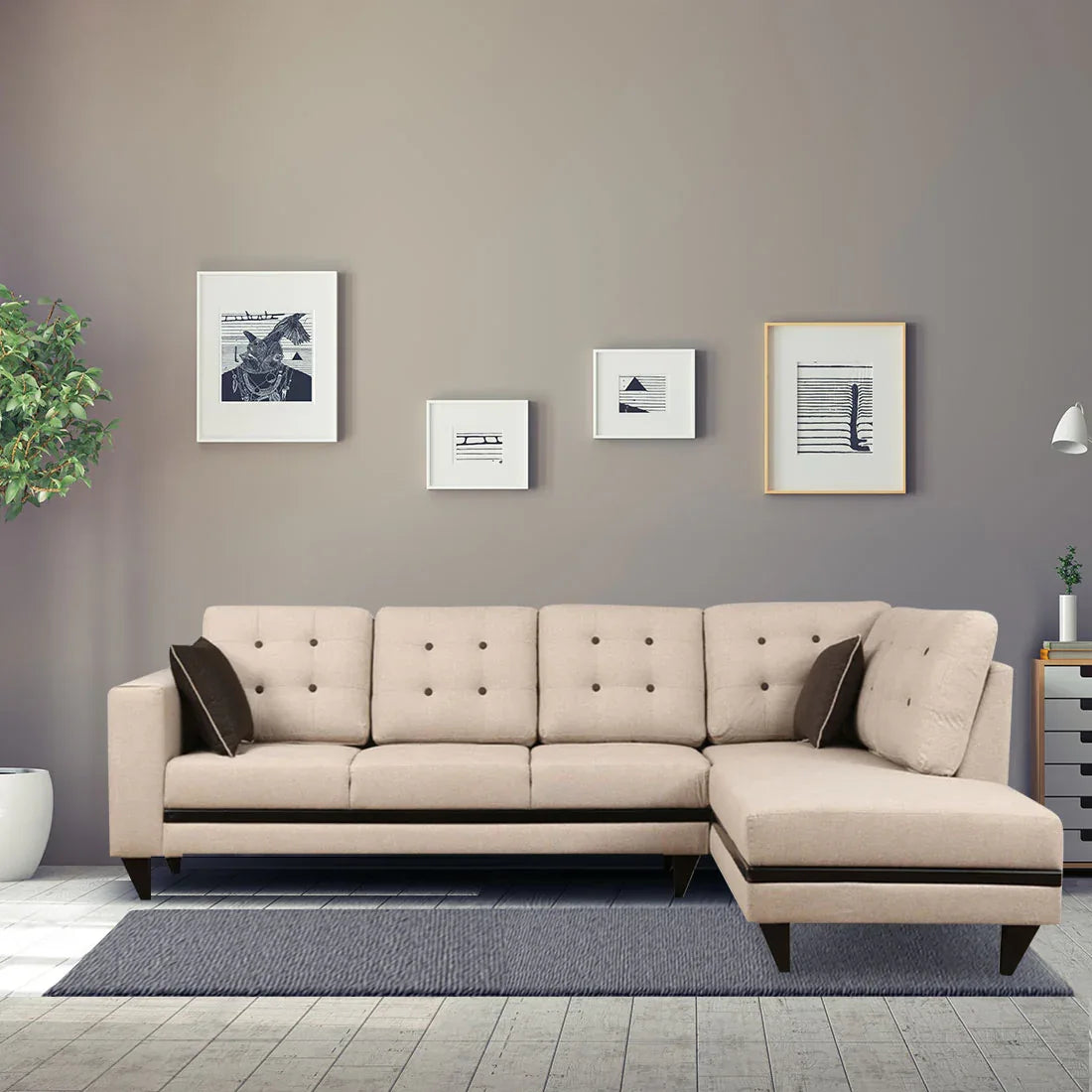 Garcia Fabric 3 Seater Sofa With Left Hand Side Lounger - HomeTown