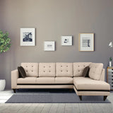 Garcia 5 Seater LHS L Shape Sofa Set in Beige Polyester Fabric