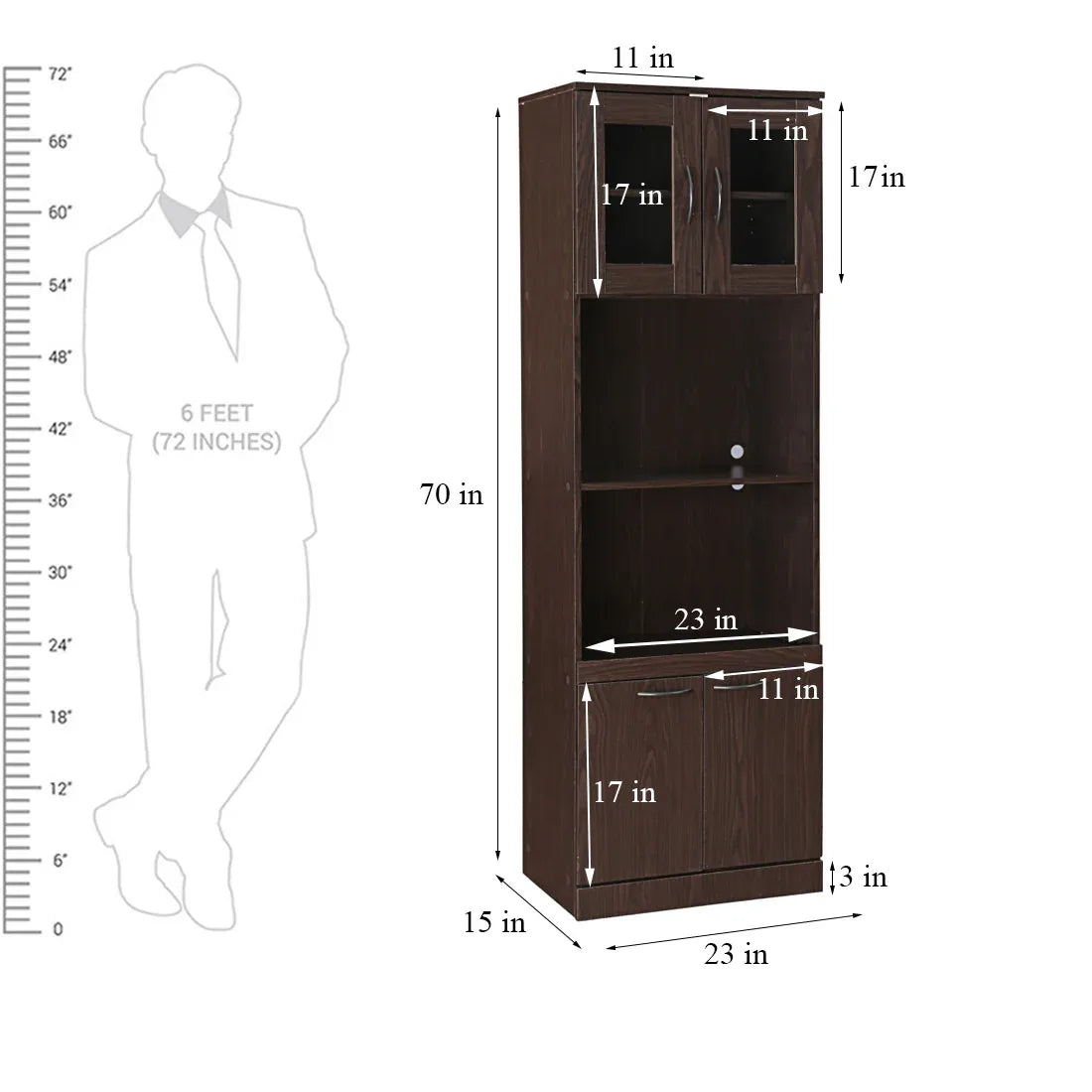 Penelope Engineered Wood Multipurpose Cabinet in Walnut Colour - HomeTown