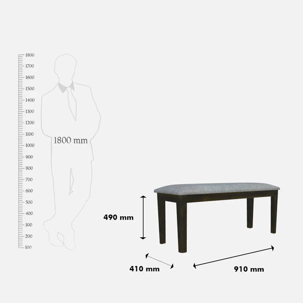Luster Dining Bench for 4 Seater in Grey & Brown Colour dimensions