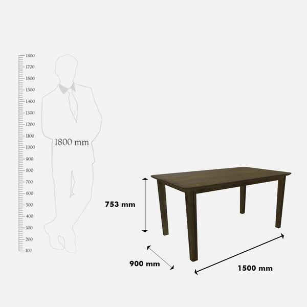 Luster 6 Seater Dining Table dimensions