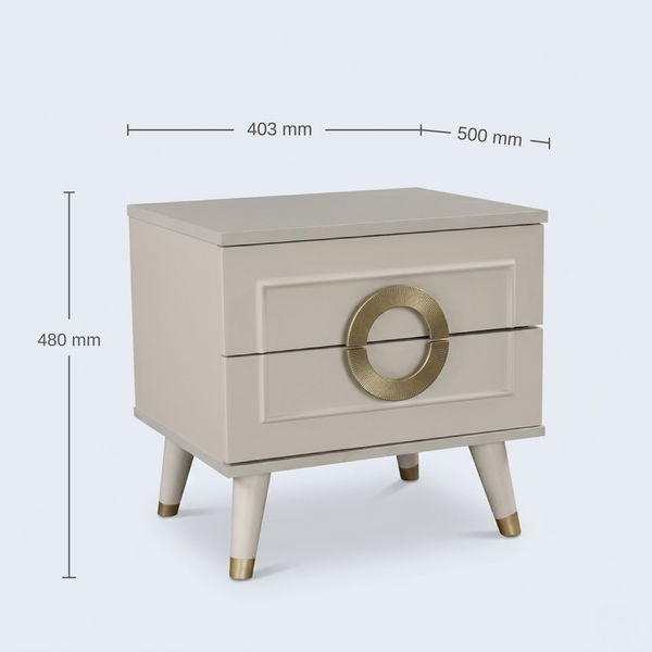 Aurora Bed Side Table Pumic Grey dimensions