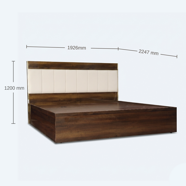 Nova King Size Bed with Hydraulic Storage in Wooden Finish dimensions