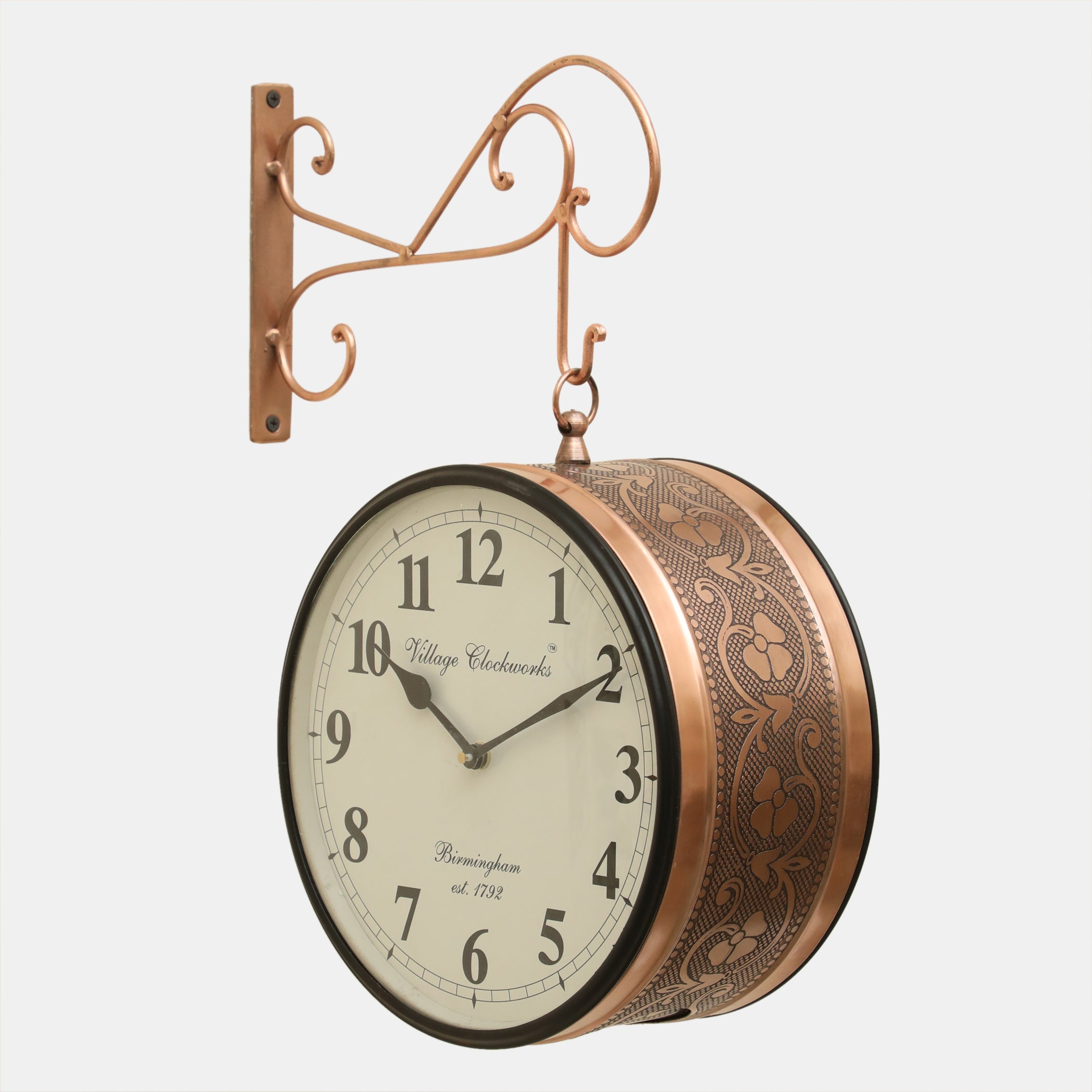 Vedas Rutvi Metal Vintage Double Sided Analog Wall Clock | Railway Station (Color: Copper) (10 - Inch)