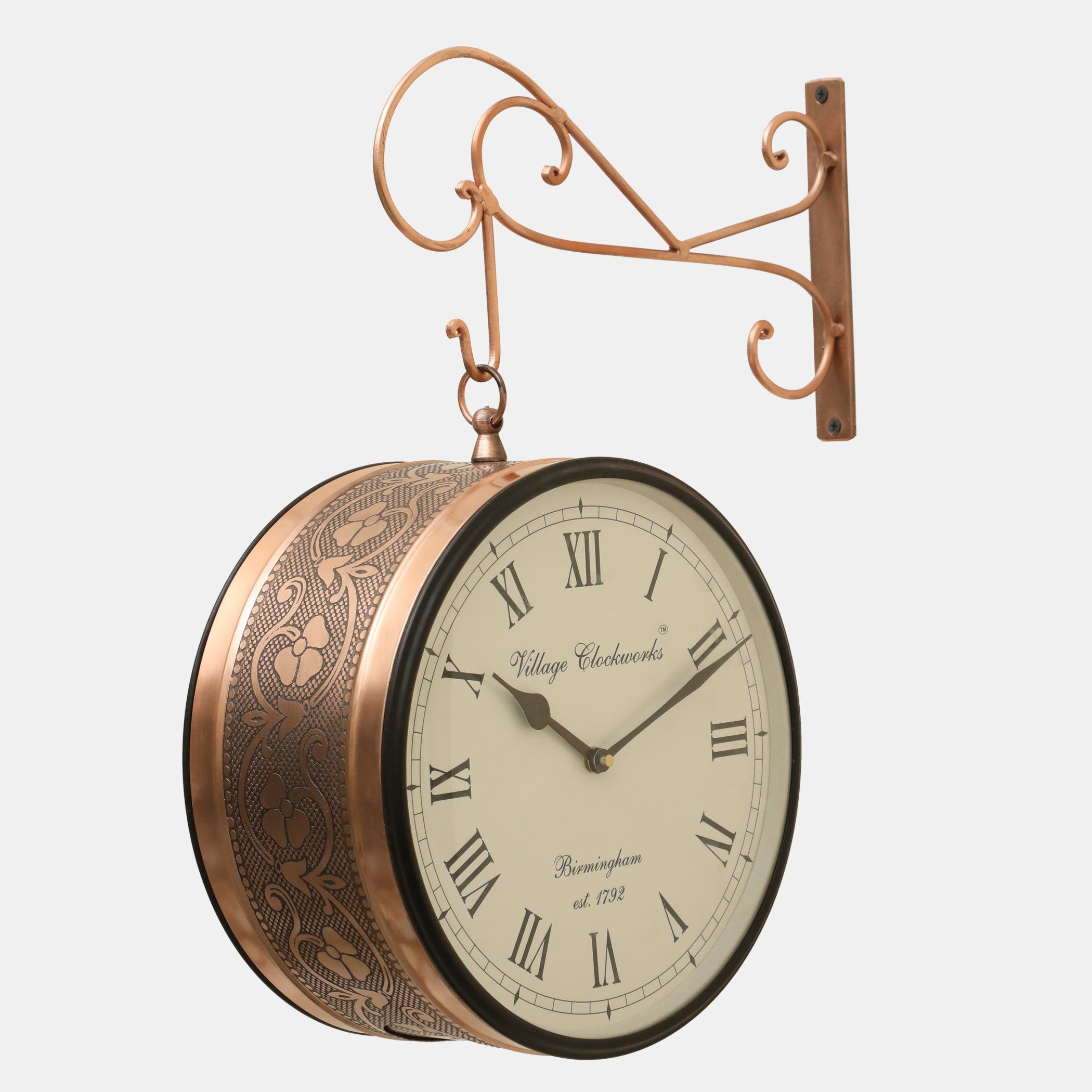 Vedas Rutvi Metal Vintage Double Sided Analog Wall Clock | Railway Station  (Color: Copper) (8 - Inch)