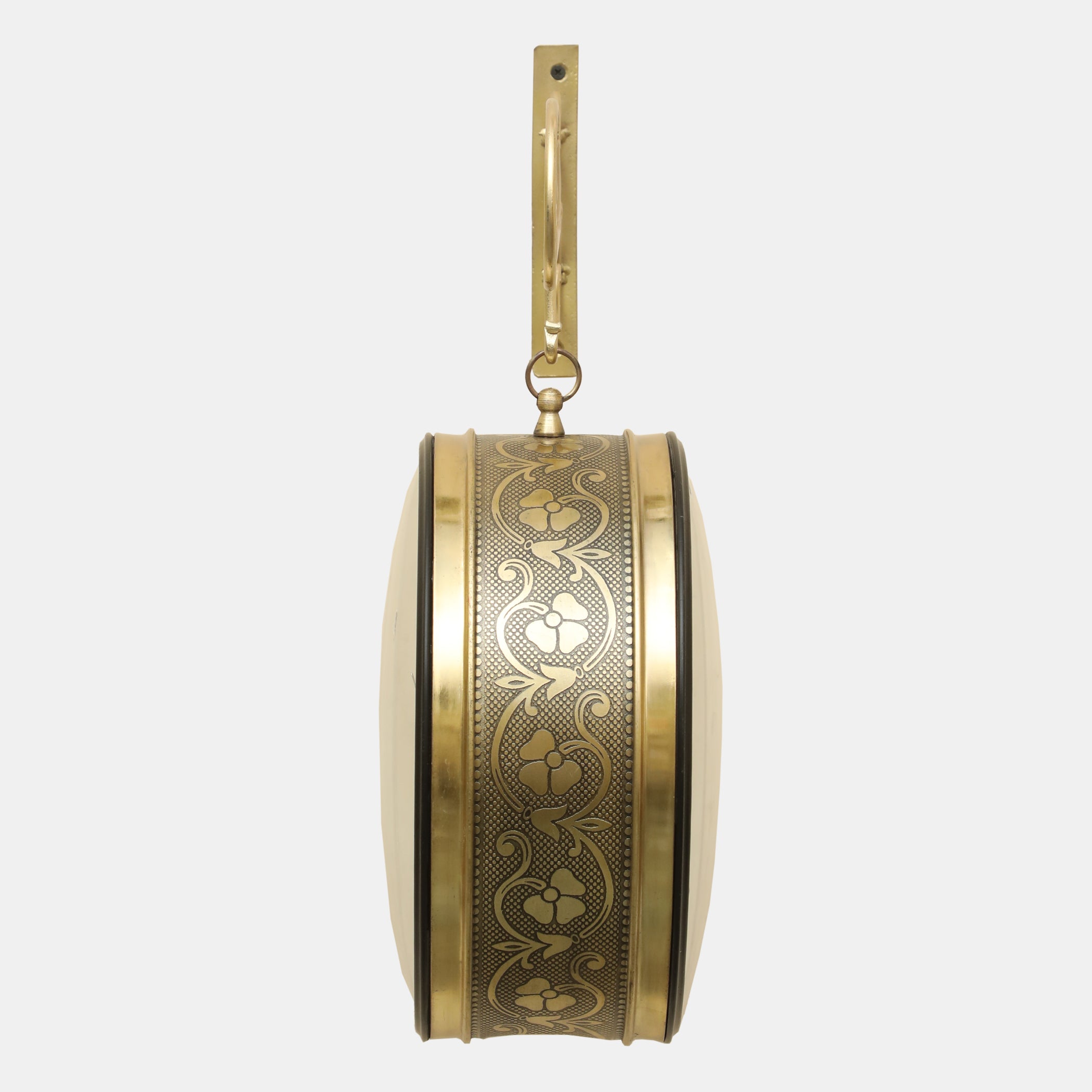 Vedas Rutvi Metal Vintage Double Sided Analog Wall Clock | Railway Station (Color: Golden) (8 - Inch)