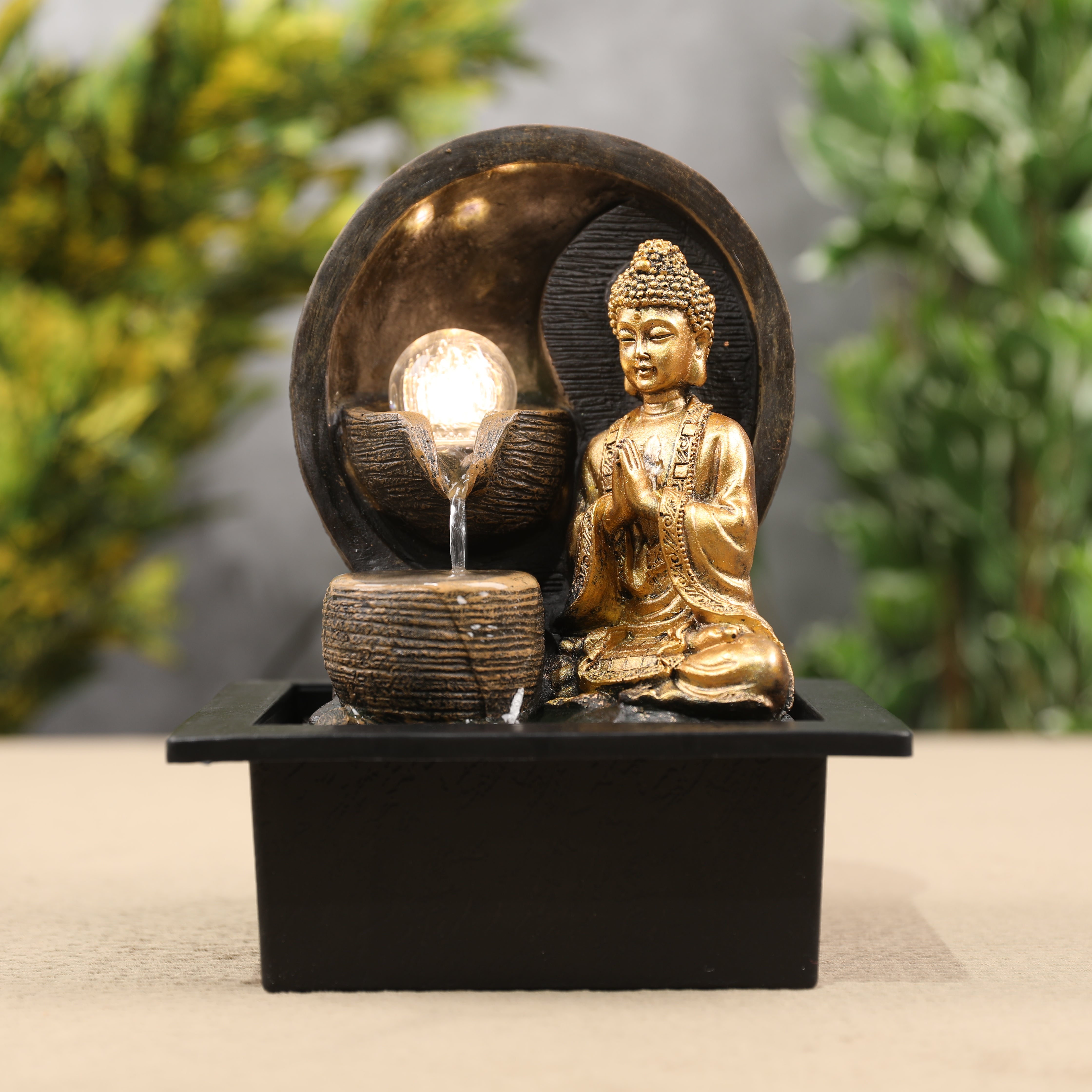 Impression Buddha Fountain 25cm in Gold/Black