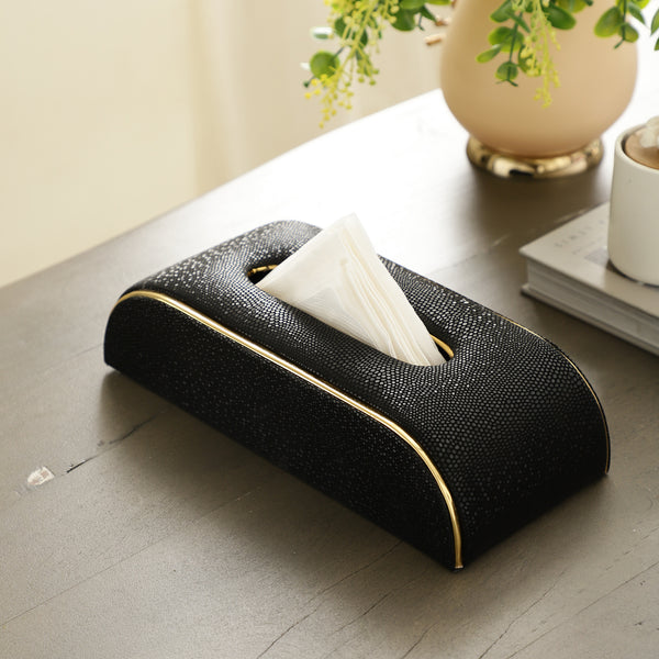 Sleek Slant Leather Napkin Box dimensions