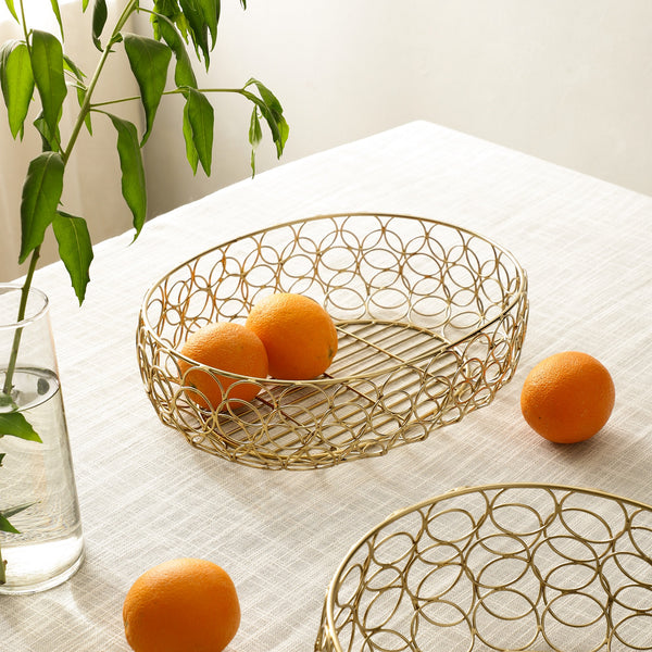 Meza Basket large size in gold dimensions