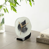 De Massion Alina Leaf Glass Embossed Table Clock
